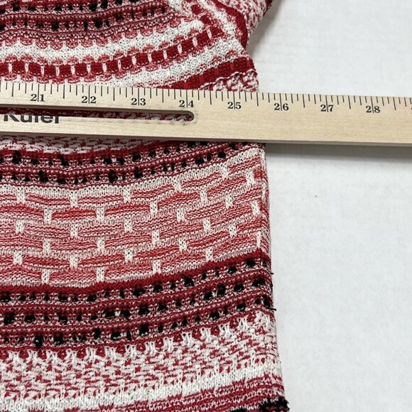 Misook 1X Sweater Blazer Zip Up Mixeid Pattern Striped Red White Artsy Office - Picture 7 of 9